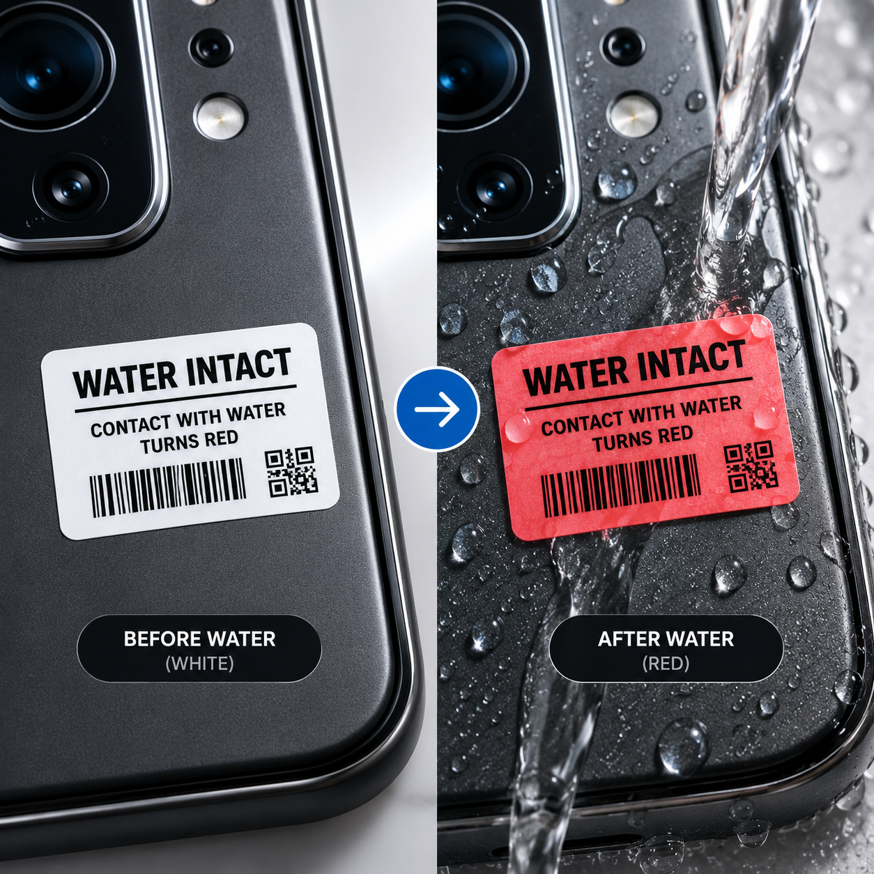 Water Intact Sticker – Instant Water Exposure Indicator